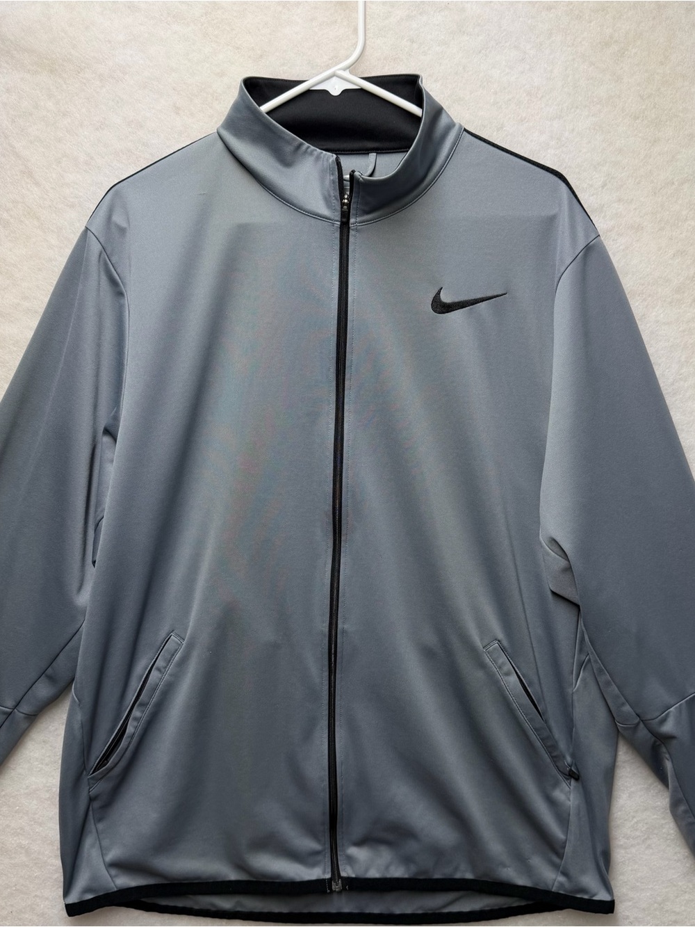 Nike Epic Knit Mens Track Jacket Gray Black Trim Full Zip Dri-FIT Running Sz XL